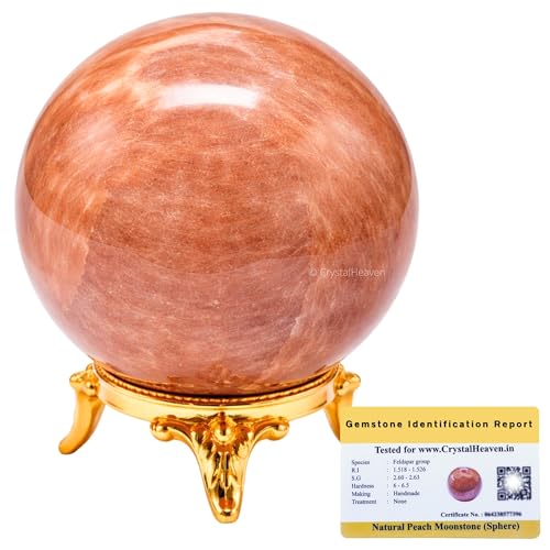 Image of Certified Peach Moonstone Crystal Ball for Meditation - Premium Crystal Vastu Items for Home and Feng Shui Items for Good Luck - Ideal for Pooja Supplies and Spiritual Practices (1.5 inch Inch)