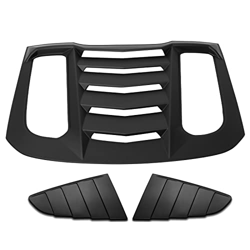 IKON MOTORSPORTS, Rear Window Louver Compatible with 2015-2023 Ford Mustang, IKON V2 & CV Style,Rear Louver and Side Quarter Scoop Louvers