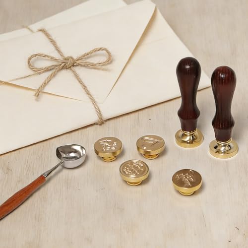 Bofanze 6 Stück Messing Siegelstempel Set Wachssiegel Stempel Siegelstempel Personalisiert Siegelstempel Wachs stempel Set Herz Alphabet stempels Vintage Letter Seal für Umschläge und Einladungen