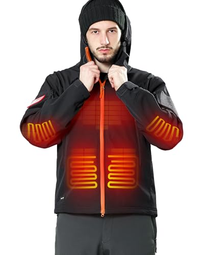 Image of DEWBU Heated Jacket for Men with 12V Battery Pack Winter Outdoor Soft Shell Electric Heating Coat
