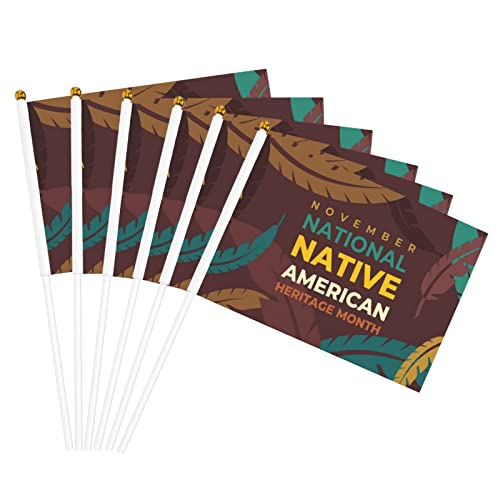 Native American Heritage Month Indigenous Pride Small Mini Flags Hand Held Flag Decoration For Party Parades Festival Celebration 6 PCS