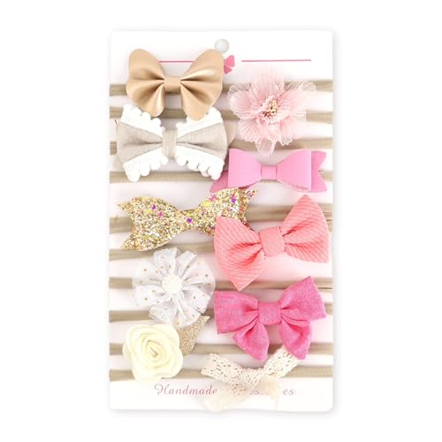 Image of POLKA TOTS Baby Hairbands for Kids Girl | Cute Stretchable Hair Bands for Baby Girls | Kids Hair Accessories | Elastic Infant Hairband | Toddler Hair Clips (Pack of 10)