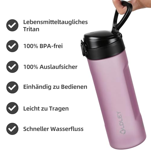 OLDLEY 650ml Wasserflaschen mit Sieb, BPA-freie auslaufsichere Trinkflasche, leichte wiederverwendbare 0… – Ansicht 5