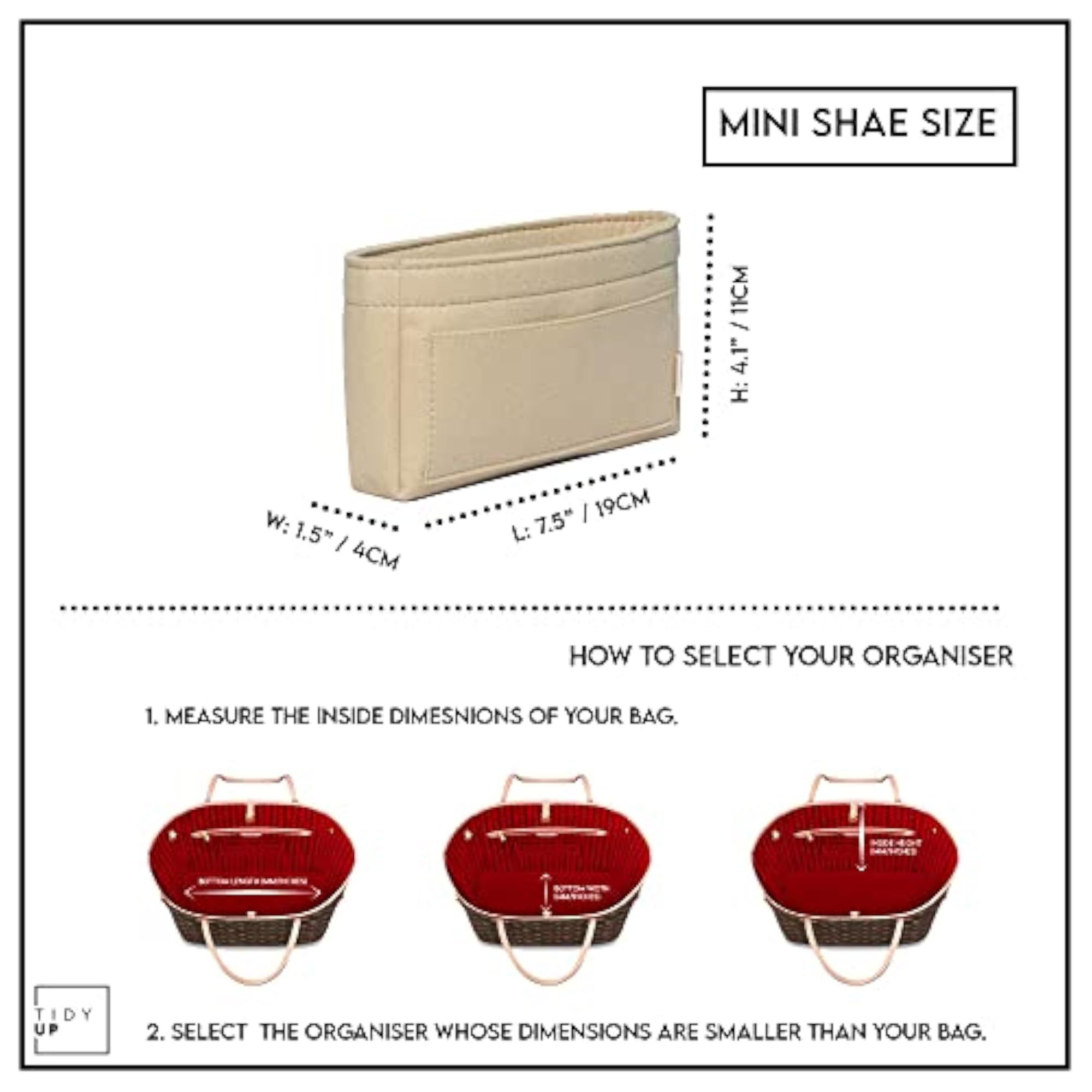 Mini Shae Felt Bag Organizer Insert for Handbag