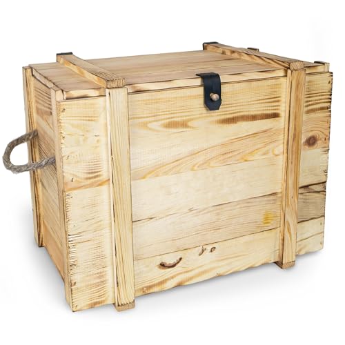 Kistenkolli Altes Land Weinkiste 12er geflammt inkl. Holzwolle/Holzkiste/Geschenkbox/Aufbewahrungsbox/Überraschungskiste/Weinbox/Hochzeitskiste (12er Weinbox)