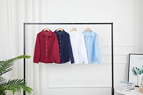 Fommykin Kids Boys Toddler Long Sleeve Cuban Guayabera Shirt Linen Button Down Wedding Beach Baptism Summer Shirts Blue #TOP3