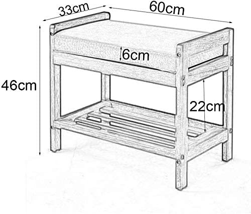 Banc à chaussures en bois massif vert 60cm pour rangement salon