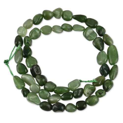 HAAMIIQII 5-8mm Natural Canada Green Jade Pebble Stone Beads 45-50Pcs