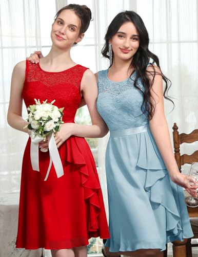 Image of BeryLove Womens Boat Neck A Line Sleeveless Lace Formal Homecoming Dress
