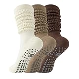 [Yawlsow] ピラティス靴下 グリップソックス レディース、ヨガソックス、滑り止め靴下、バレエ 高弾力 綿混 吸汗速乾 抗菌防臭 室内運動用 くるぶし丈 (JP, アルファベット, Free Size, レギュラー, クリーム＋カーキ＋コーヒー)