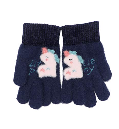 Image of Kids Winter Stretch Knit Gloves Warm Cute Cartoon Unicorn Gloves Boys Girls(3-8 Years)