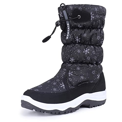 CIOR Women's Waterproof Winter Snow Boots Warm Faux Fur Lined Anti-Slip Cold Weather Boots U1CSNX371B.ET-Black-38