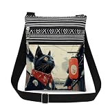 XiaoGalaee Japanese Style Black Cat Print Crossbody Bag Outdoor Travel Adjustable Shoulder Strap Messenger Bag Unique Japanese Present​​ Birthday Gift Christmas for Cat Lover