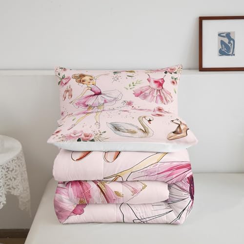 Juego de edredón de ballet infantil rosa ideal para regalar a niñas 6