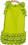 EBK-Ellaberry Ruffle Round Neck Back Zipper Girls Casual-Formal Summer -Spring Solid Color Dress for