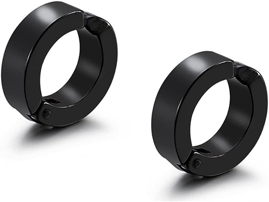 Earrings For Men Boys Non Piercing Hinged Hoop Earrings, Non-piercing Earrings Ear Clip Fake Ear Hoops For Men And Women (Black)(Pack of 1)-image-45