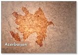 Mappa dell'Azerbaigian su una vecchia carta crepata vintage, magnete per frigorifero