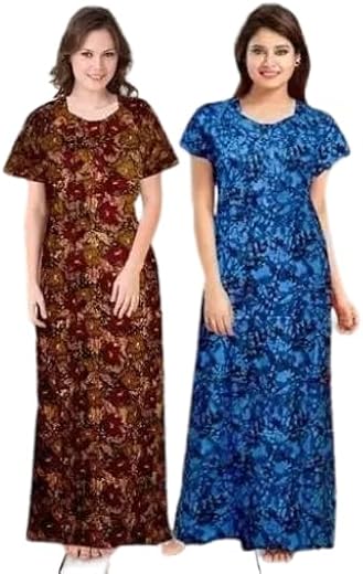 Mohan Traders' Women’s Cotton Combo Floral Mixed Printed Nighty,Comfortable,Lighweight &amp; Breathable Material_MHN_CMB_Maxi_148