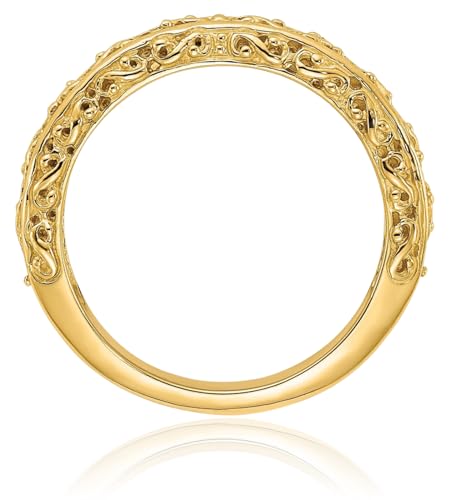 IceCarats 14K Solid Yellow Gold 3mm Antique Filigree Wedding Band Ring3