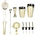 11-teiliges Edelstahl-Cocktail-Shaker-Set, Enthält 2 Cocktail-Shaker-Becher, 1 Jigger, 1 Eissieb, 1 Filter, 1 Löffel, 1 Eiszange und 4 Ausgießer