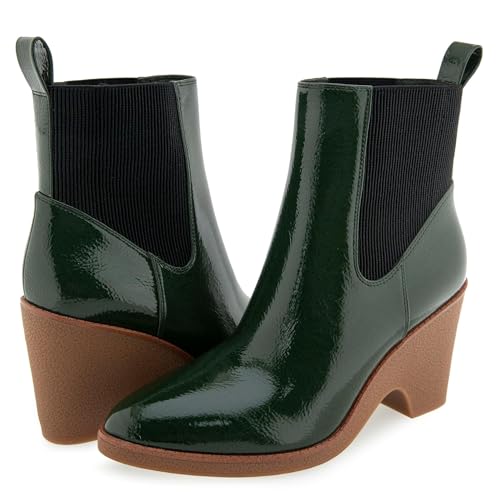 Bottines Mylo Aerosoles en fini verni froissé vert sapin haute qualité