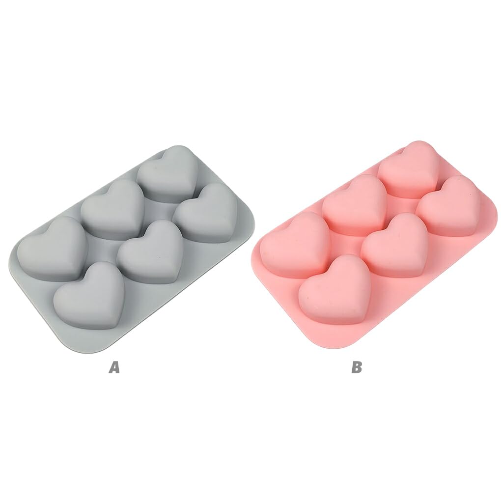 6 stampi in silicone a forma di cuore per sapone, budini al
