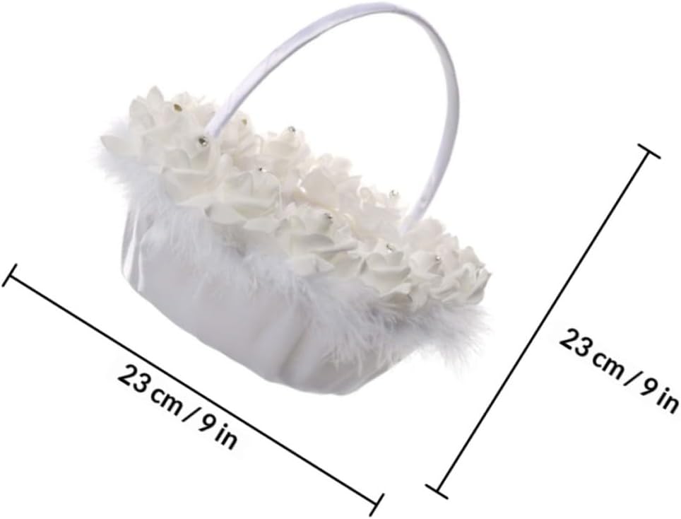 Wedding Flower Girl Basket Handheld White Elegant Flower Basket for Weddings Ceremony Supplies