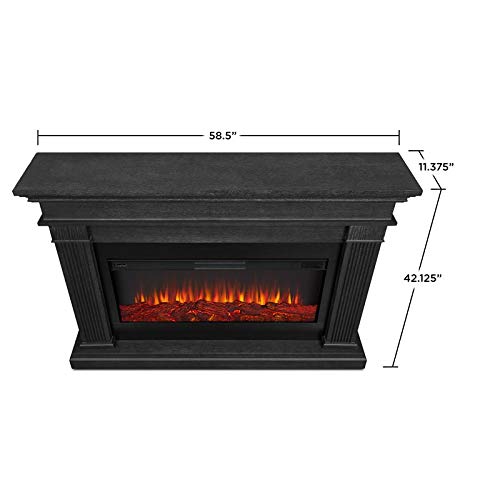 BOWERY HILL Traditional Solid Wood Electric Fireplace Mantel Heater with Remote Control, Adjustable Led Flame, 1500W in Gray