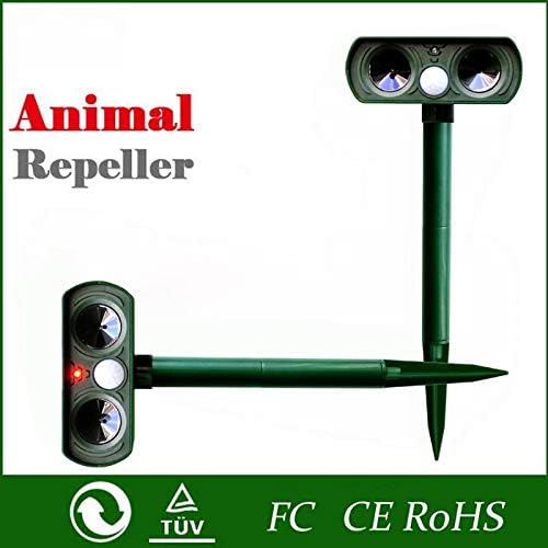 Outdoor Solar Power Ultrasonic Animal Repellent Deterrent Dog/Cat/Bird/Mole PIR Motion Repeller Foxes Garden Supplies,Green