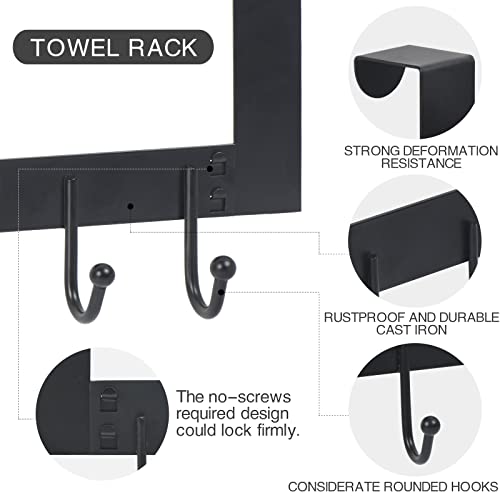 Happyhapi Over The Door Hooks, Extra Large Over The Door Towel Rack, Heavy-Duty Door Hanger For Coat Hooks, Sturdy Door Hooks For Hanging Towels, Clothes, Bags, Back Of Bathroom, Black #TOP3