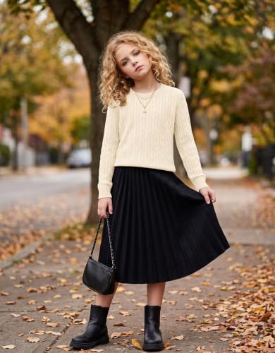 Image of Arshiner Girls Sweaters Long Sleeve Crew Neck Pullover Sweater Jumper Tops