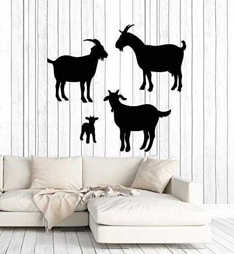 Vinyl Wall Decal Goat Silhouette Animal Farm Kids Room Stickers Mural Large Decor (G6501) Black #TOP21