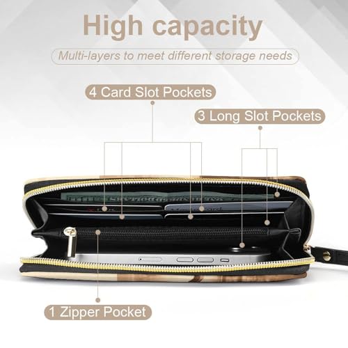 West Desert Riding Horses Leather Wallet Smooth Zip Around Clutch Wristlet Travel Long Soft Purse for Women4