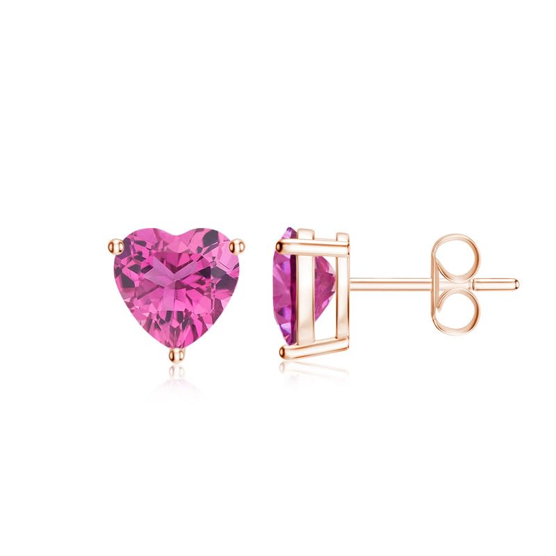 Image of Goldhartz Sterling Silver Genuine, Created or Simulated Birthstone Gemstone 7mm Heart Stud Earrings