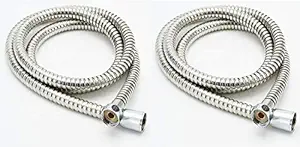 MLD Stainless Steel 1.5Meter Double-buckle Flexible Shower Hose Handshower Hose Replacement Shower Tube, Health Faucet Tube, Flexible Tube- pack of 2