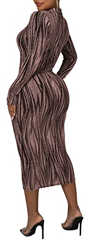 Image of Women's Sexy Long Sleeve Sparkly Maxi Dress V Neck High Slit Wrap Formal Gown Cocktail Glitter Maxi Long Dresses