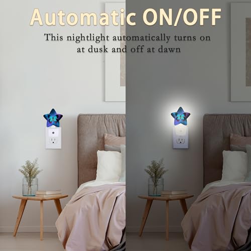 Image of Blue Butterfly Night Light,Dusk to Dawn Smart Sensor Nightlight for Bedroom Bathroom Kitchen Hallway Stairs Hallway,Plug-in,Energy Efficient Decor Desk Lamp Gifts