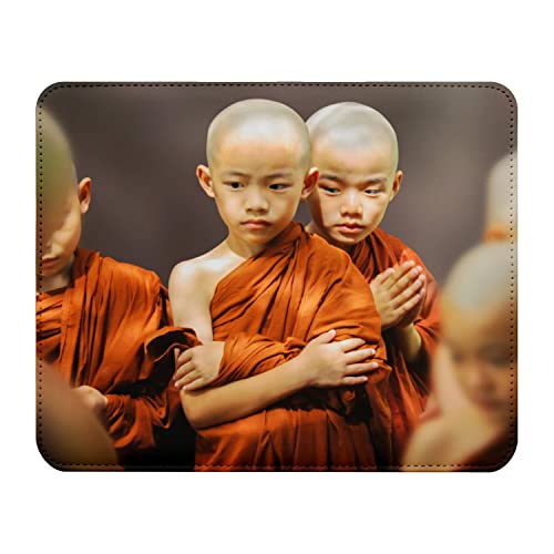 Fabulous Tapis de Souris Simili Cuir Enfants Moines Bouddhiste Thailande Priere (22 x 18 cm)