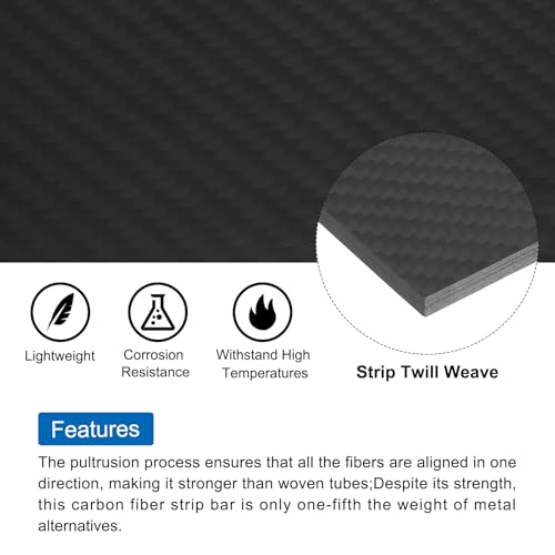 QUARKZMAN 1Stk Kohlefaser Blatt 250×100×5mm Matt Oberfläche Pultrudierte Flache Kohlefaser Brett Platte Twill Gewebe Panel Blatt für Drachen RC Flugzeug
