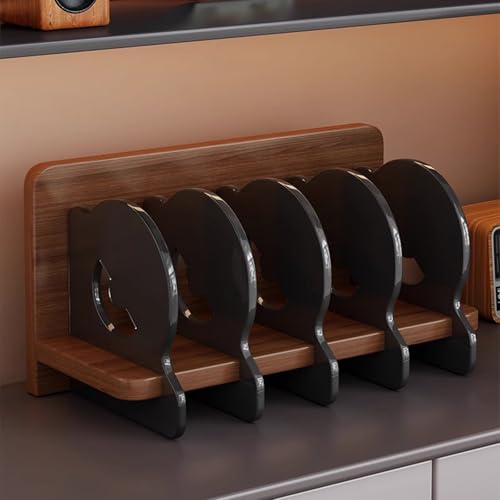 Estante para DVD con particiones extraíbles de madera acrílica que ahorra espacio 7