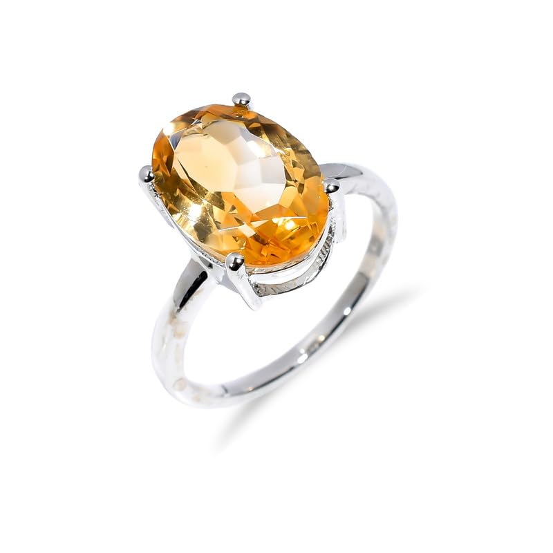 Pierre précieuse naturelle citrine sur bague en argent 925 de mariage