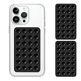 2 Pack Silicone Double-Sided Suction Phone Case Detachable Mount for iPhone and Android Cellphones, Strong Adhesion Holder Hands Free for Selfies and Videos - Black
