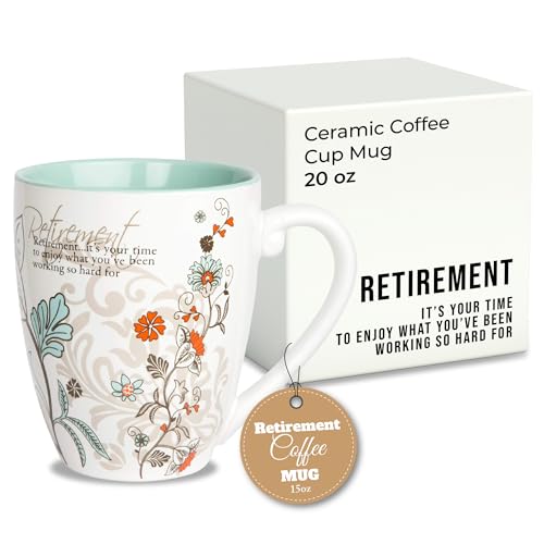 Pavilion Coffee Mugs – Mark My Words Retirement Mug with “Retirement, It’s Your Time To Enjoy” Text Design – Ceramic Coffee Cup for Friends, Microwave & Dishwasher Compatible – Multicolor, 20 oz