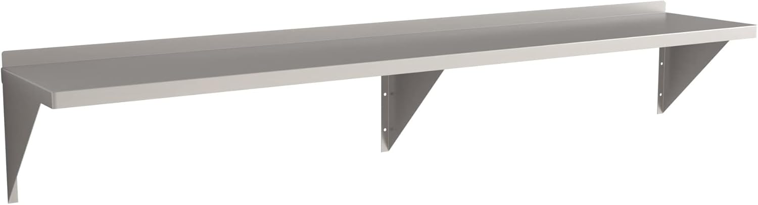 18 Gauge Stainless Steel 15" x 72" Solid Wall Shelf