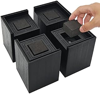 aspeike 4 Inch Bed Furniture Risers Heavy Duty Square Furniture Lifts for Couch, Chair, Desk, Sofa Lifts Heavy Duty Supports Up to 2,200 Lbs Bed Risers 4-Pack Black
