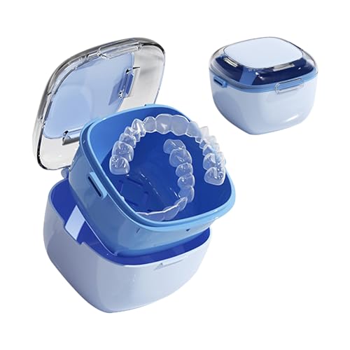 GmeDhc Caja Aparato Dental con Filtrar, Caja Ferula Dental, Caja de Dentaduras Postizas, Funda Aparato Dental Ortodoncia, Retenedor Dental, Caja de Retención, Caja de Baño de Dientes Falsos