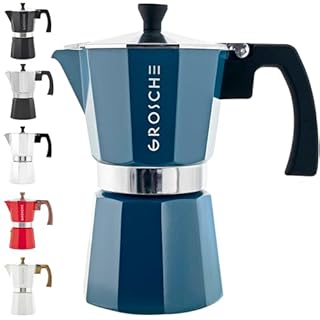 GROSCHE Milano – Cafetière à expresso à moka – modèle bleu, 6 tasses, volume 275 ml – cafetière cubaine pour la cuisinière – cafetière italienne à moka – cafetière à expresso Greca – cafetière