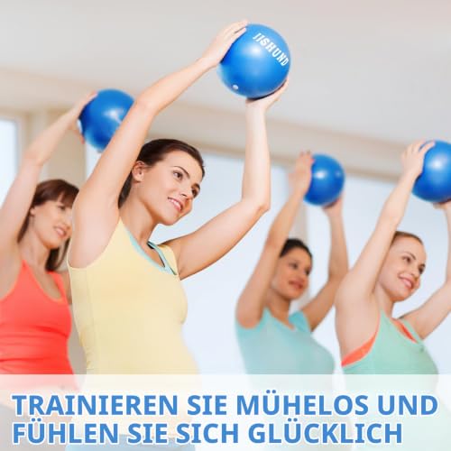 jjshund Pilates Ball, 25 cm Gymnastikball Kleiner Soft Yoga Ball mit Aufblasbarem Strohhalm, Fitnessball für Zuhause Gym Yoga Pilates Fitness Balance Training (Blau)