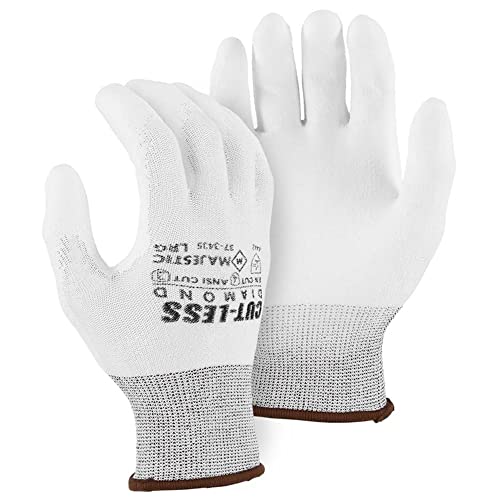 Majestic 37-3435 White Cut-Less Diamond Seamless Knit Glove with ...