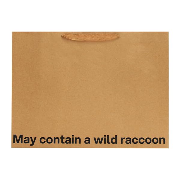 MilkToast Brands Funny Gift Bag, 16" x 6" x 12" Size, May Contain a Wild Raccoon, Large Kraft Paper Bag with Sarcastic Phrases, Funny Gift Bag for Mother's Day, Father's Day, Birthdays, Graduation